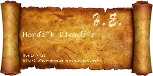 Horák Elemér névjegykártya